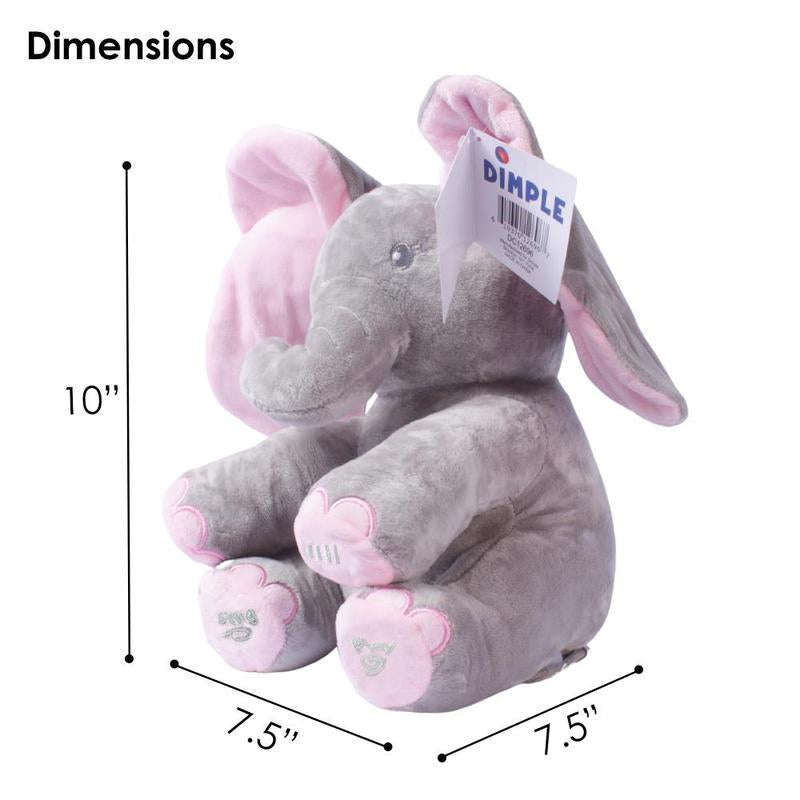 Dimple Kaia Elephant Stuffed Animal for Babies and Newborns - Plush Singing Peek a Boo Elephant Toy - Interactive Musical Peek-A-Boo for Toddlers with Moving Ears, Baby Stuffed Animalstoy