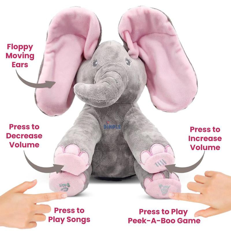 Dimple Kaia Elephant Stuffed Animal for Babies and Newborns - Plush Singing Peek a Boo Elephant Toy - Interactive Musical Peek-A-Boo for Toddlers with Moving Ears, Baby Stuffed Animalstoy