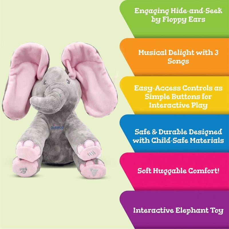 Dimple Kaia Elephant Stuffed Animal for Babies and Newborns - Plush Singing Peek a Boo Elephant Toy - Interactive Musical Peek-A-Boo for Toddlers with Moving Ears, Baby Stuffed Animalstoy