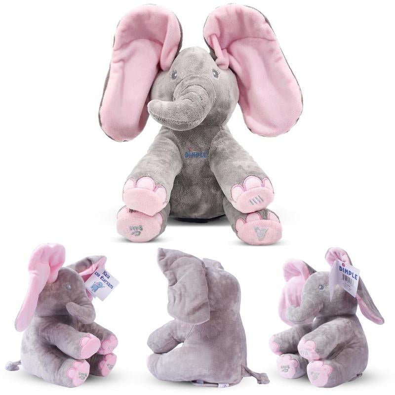 Dimple Kaia Elephant Stuffed Animal for Babies and Newborns - Plush Singing Peek a Boo Elephant Toy - Interactive Musical Peek-A-Boo for Toddlers with Moving Ears, Baby Stuffed Animalstoy