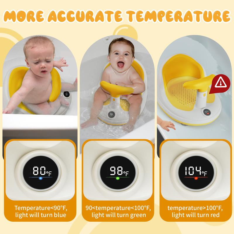 Baby Bath Seats for Babies Sitting up with 3 Bath Toys, Infant Bath Seat for Babies 6 Months & up with Thermometer, Sit-Up Bathtub Seat for Baby with 4 Anti-Slip Suction Cups