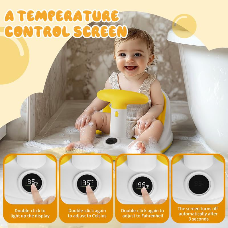 Baby Bath Seats for Babies Sitting up with 3 Bath Toys, Infant Bath Seat for Babies 6 Months & up with Thermometer, Sit-Up Bathtub Seat for Baby with 4 Anti-Slip Suction Cups