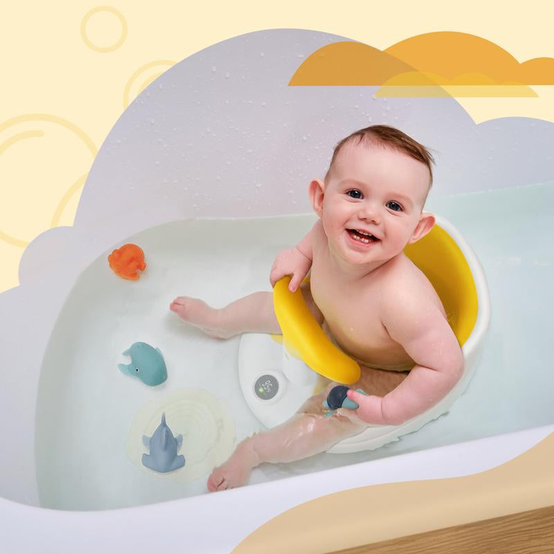Baby Bath Seats for Babies Sitting up with 3 Bath Toys, Infant Bath Seat for Babies 6 Months & up with Thermometer, Sit-Up Bathtub Seat for Baby with 4 Anti-Slip Suction Cups